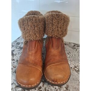 Women's El Naturalista Brown  Leather Fold Over Sock Shoes Boots Size 39‎